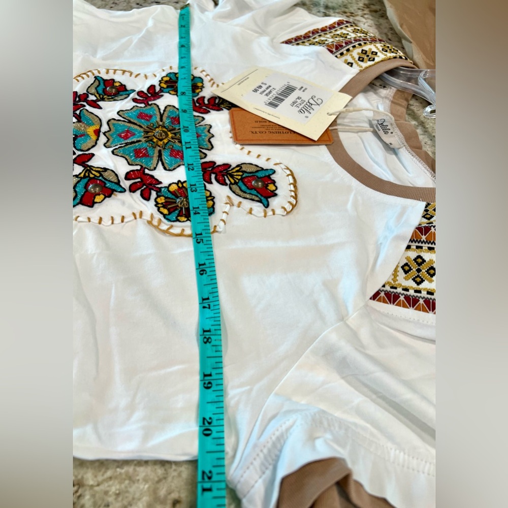 Delila Texas Floral Embroidered Western Short Sleeve Shirt XL - Picture 9 of 9